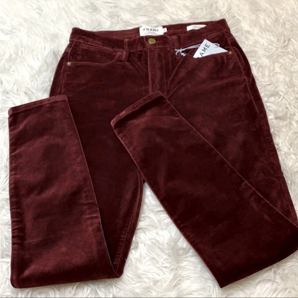 FRAME Le High Skinny velveteen jeans slacks pants in Pinot color size 27 - Picture 8 of 10